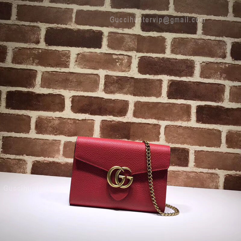 Gucci GG Marmonet Leather Mini Chain Bag Red 401232